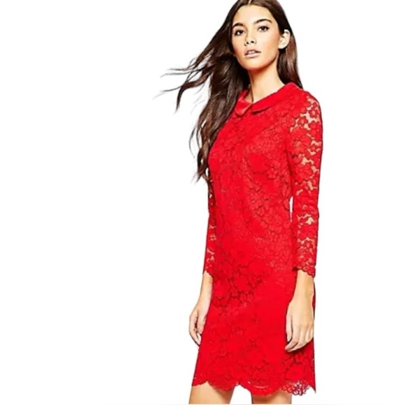 Ted Baker Ameera Red Lace Dress TB 2 / US 4-6 - Picture 1 of 9